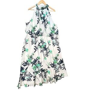 Adrianna Papell NWT Floral Halter Neck Midi Spring Wedding Guest Dress 16W